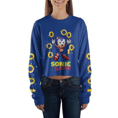 Blue Sonic Crop Top Sonic The Hedgehog Long Sleeve Shirt Sonic THe Hedgehog Apparel