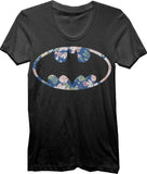 DC Comics Batman Floral Bat Logo Juniors Top T-shirt Tee Shirt