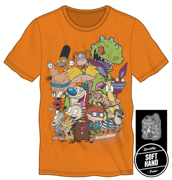 Nickelodeon Ren & Stimpy Rugrats Character T-Shirt Tee Shirt For Men Neon Orange