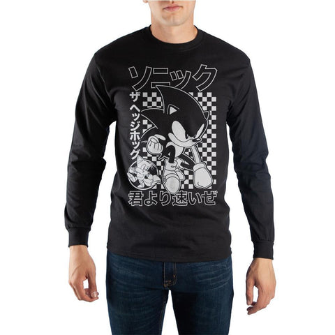 Sonic The Hedgehog Finish Line Kanji Text Long-Sleeve T-Shirt